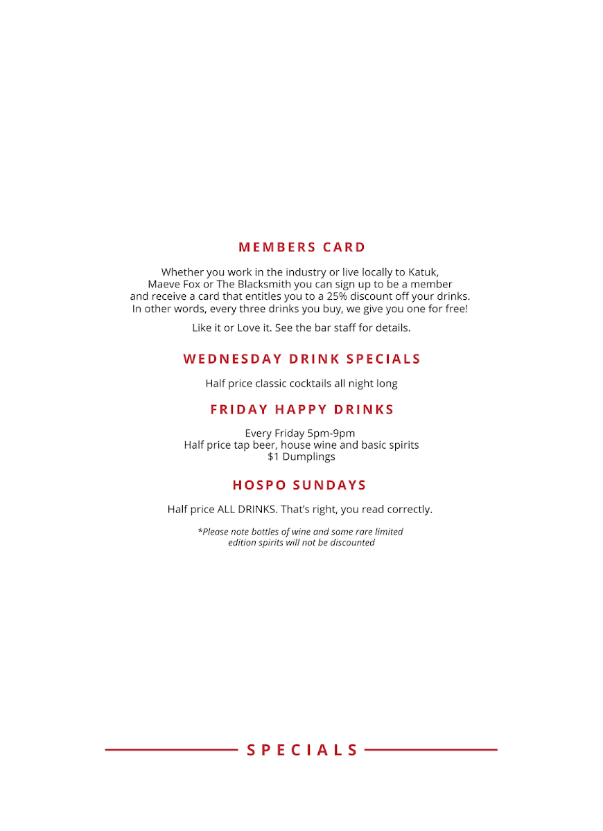 Menu, Maeve Fox