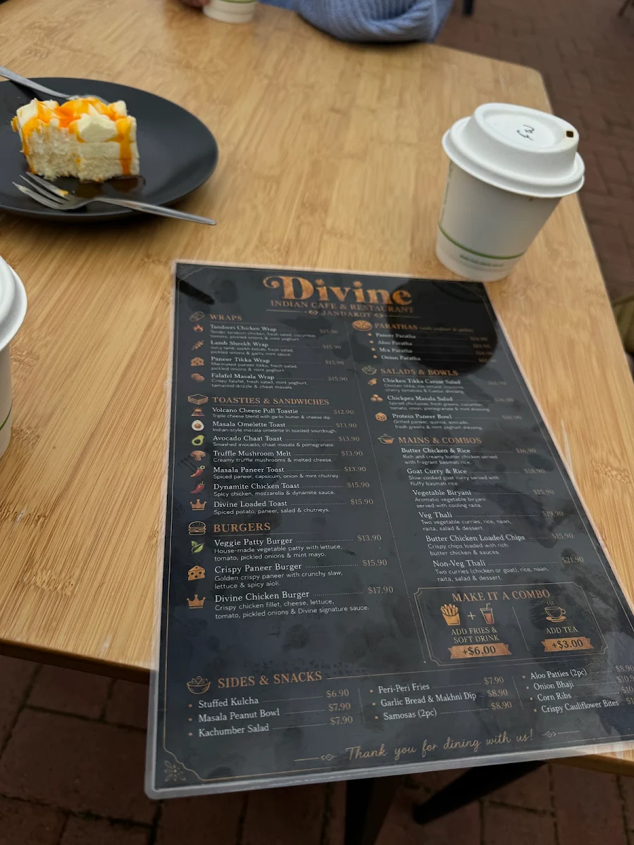 Menu, Divine Indian Cafe & Restaurant