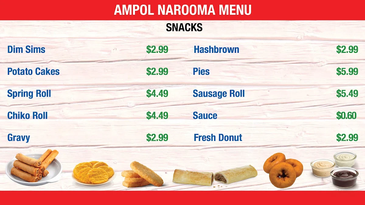 Menu, Country Fried Chicken(CFC)Narooma/ Ampol Narooma