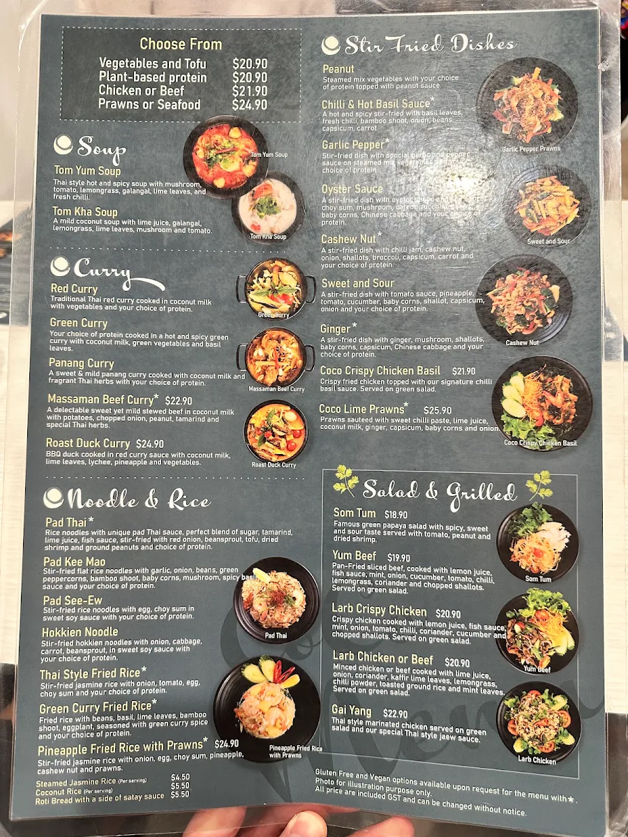 Menu, Cocohut Taste of Thailand