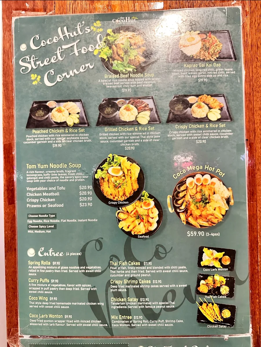 Menu, Cocohut Taste of Thailand