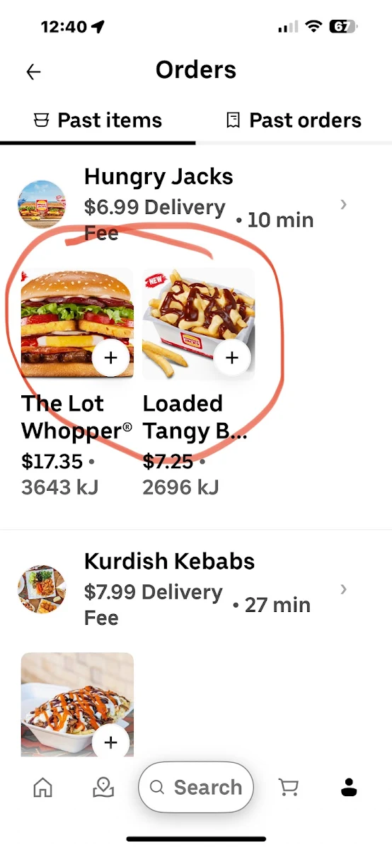 Menu, Hungry Jack's Burgers Jindalee