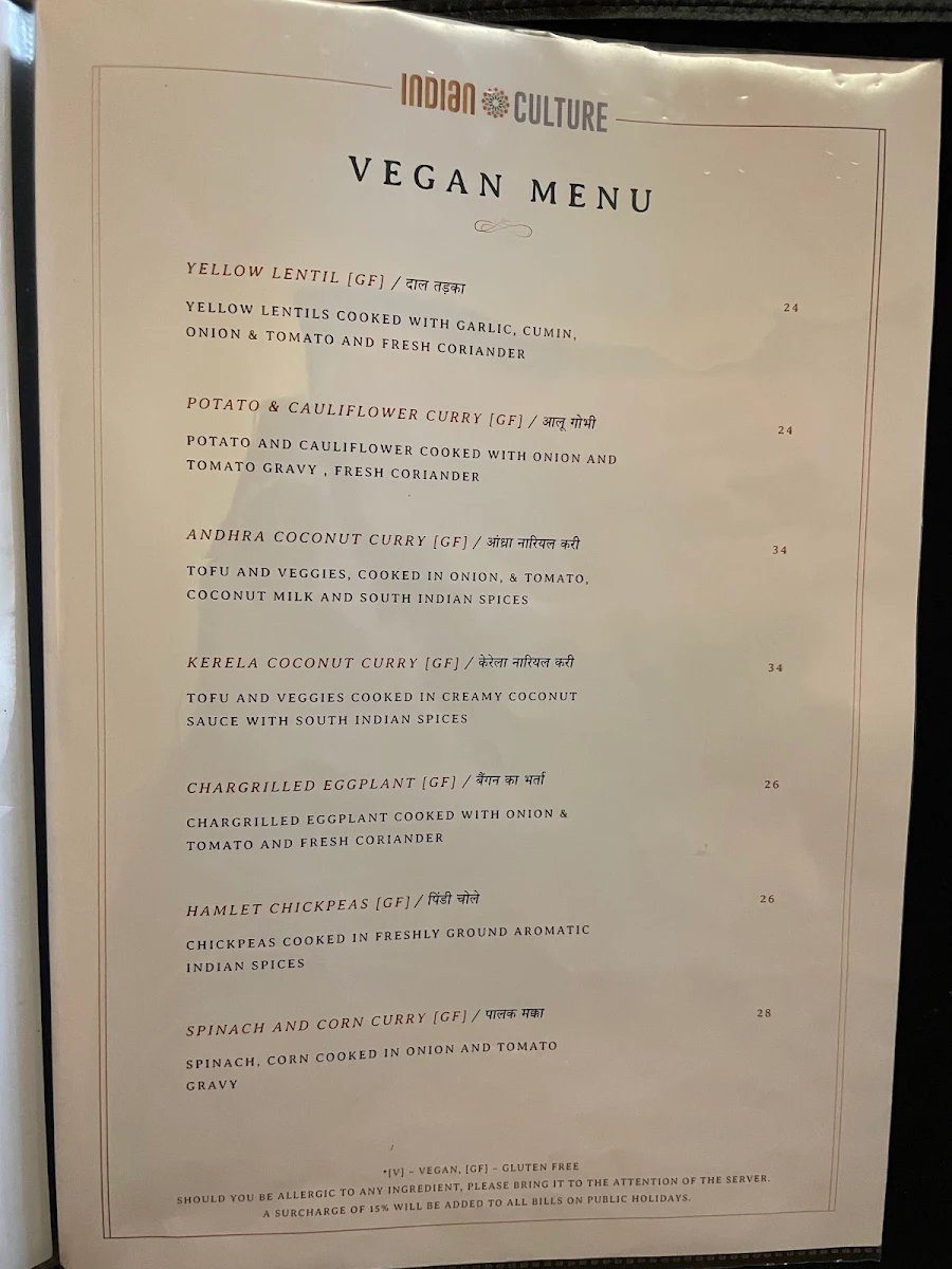 Menu, Indian Culture