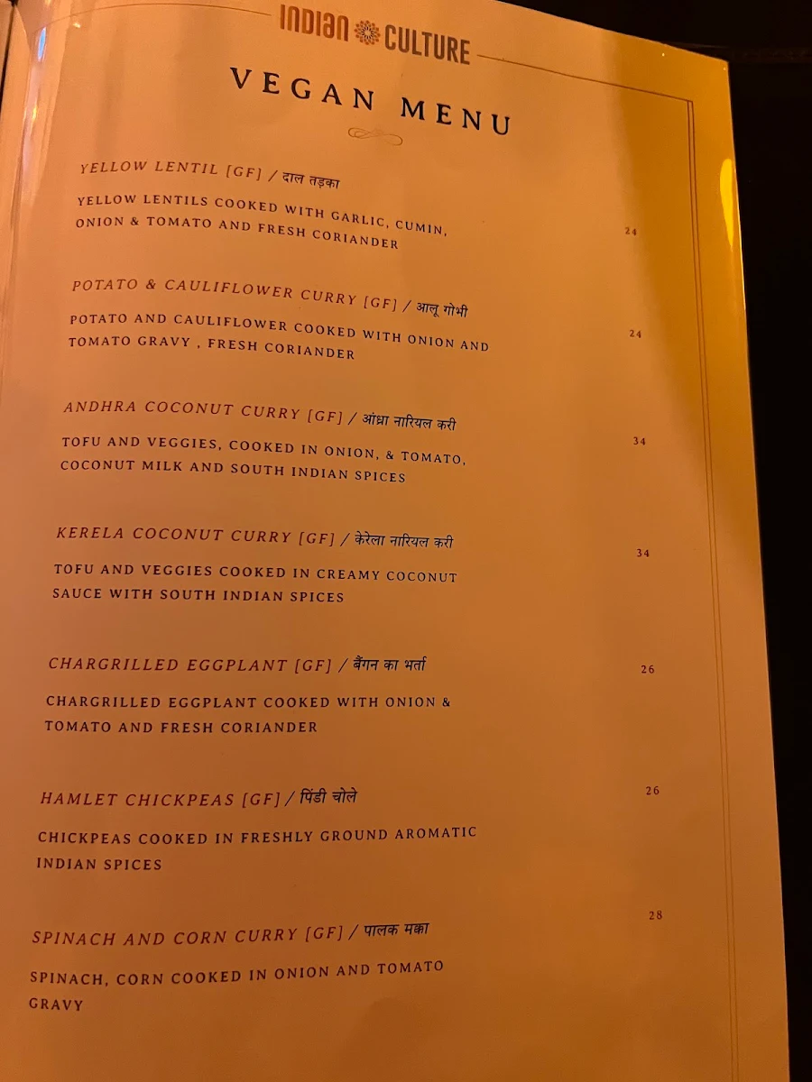 Menu, Indian Culture