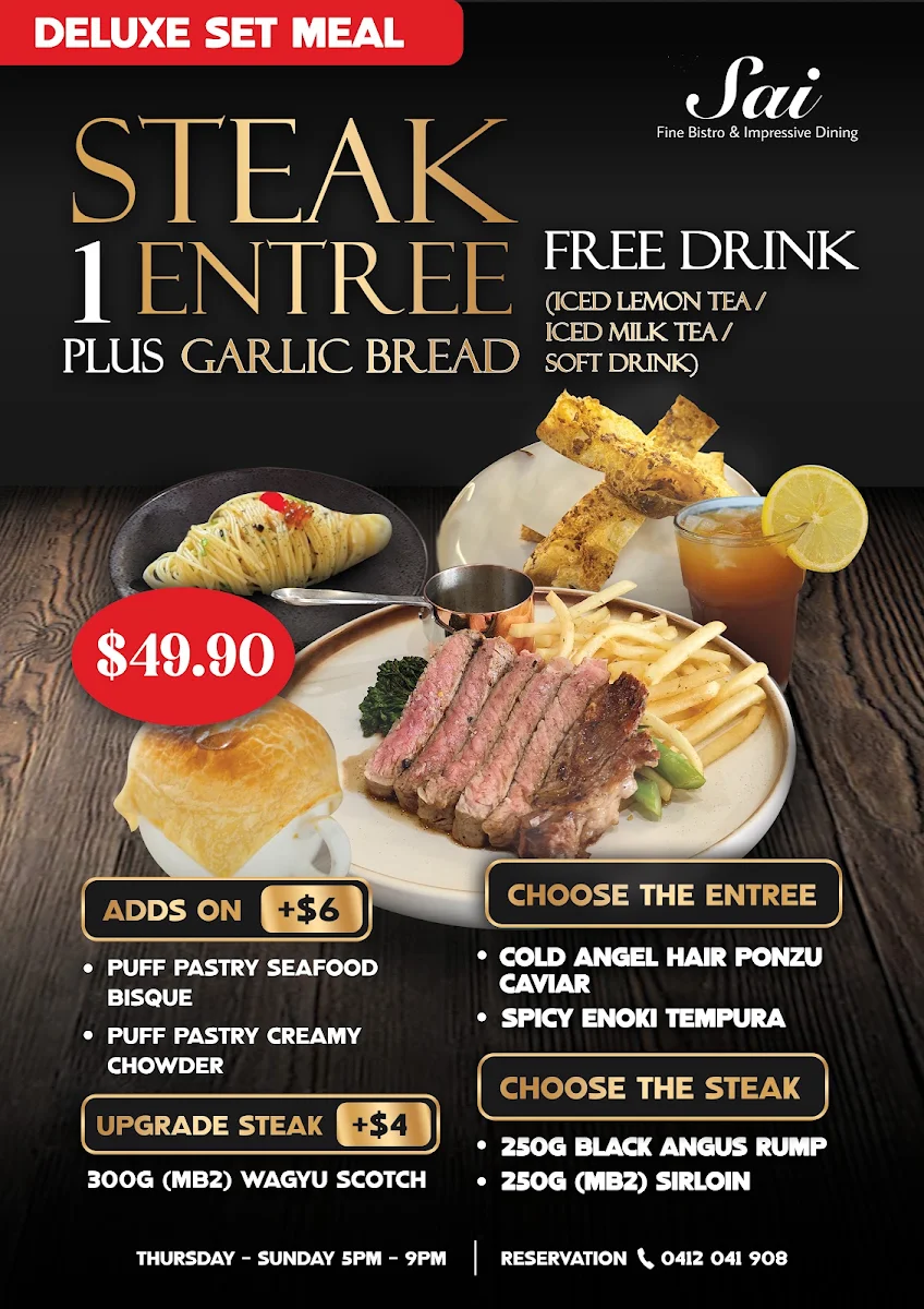 Menu, SAI BISTRO