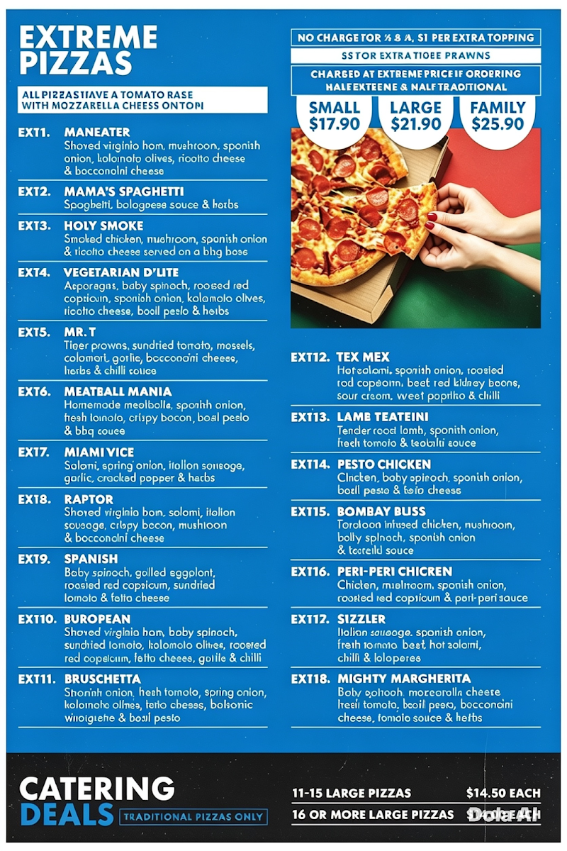 Menu, Johnny Boys Pizza-Mentone