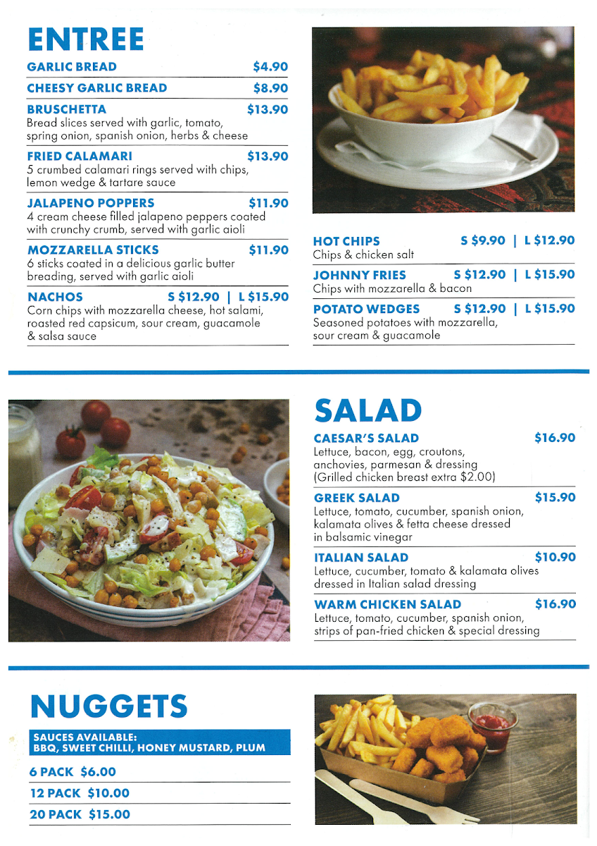 Menu, Johnny Boys Pizza-Mentone