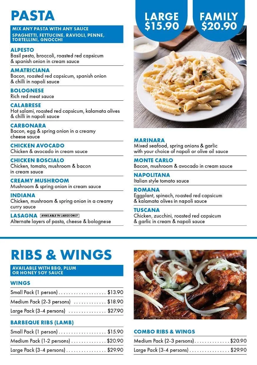Menu, Johnny Boys Pizza-Mentone