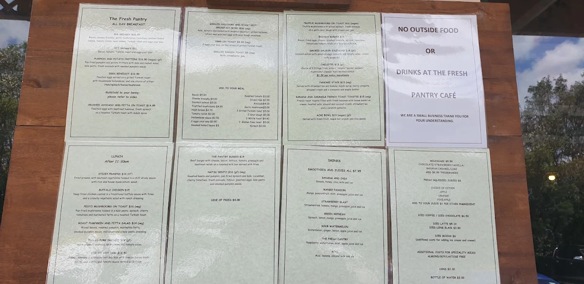 Menu, The Fresh Pantry