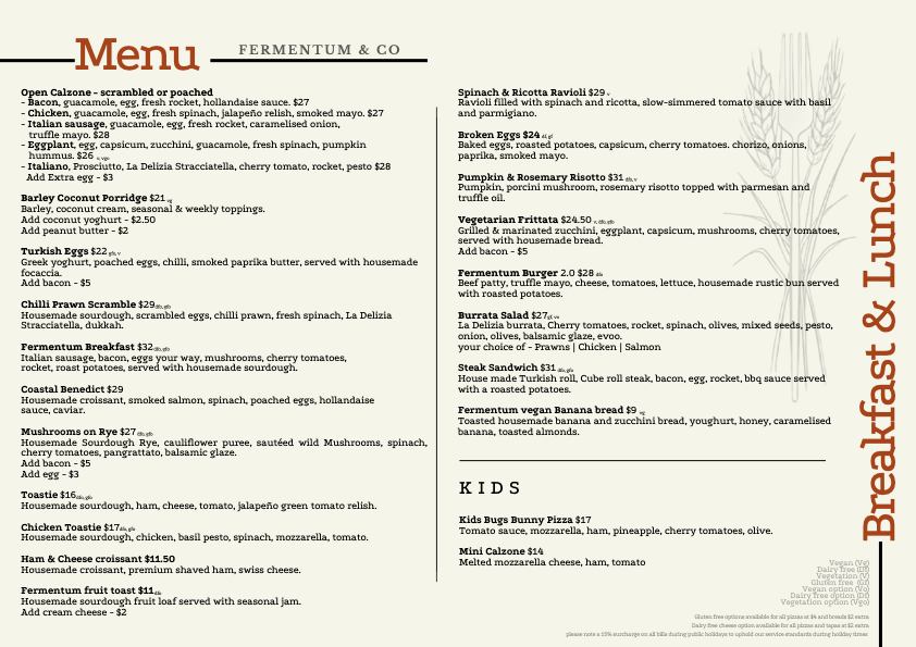 Menu, Fermentum & Co