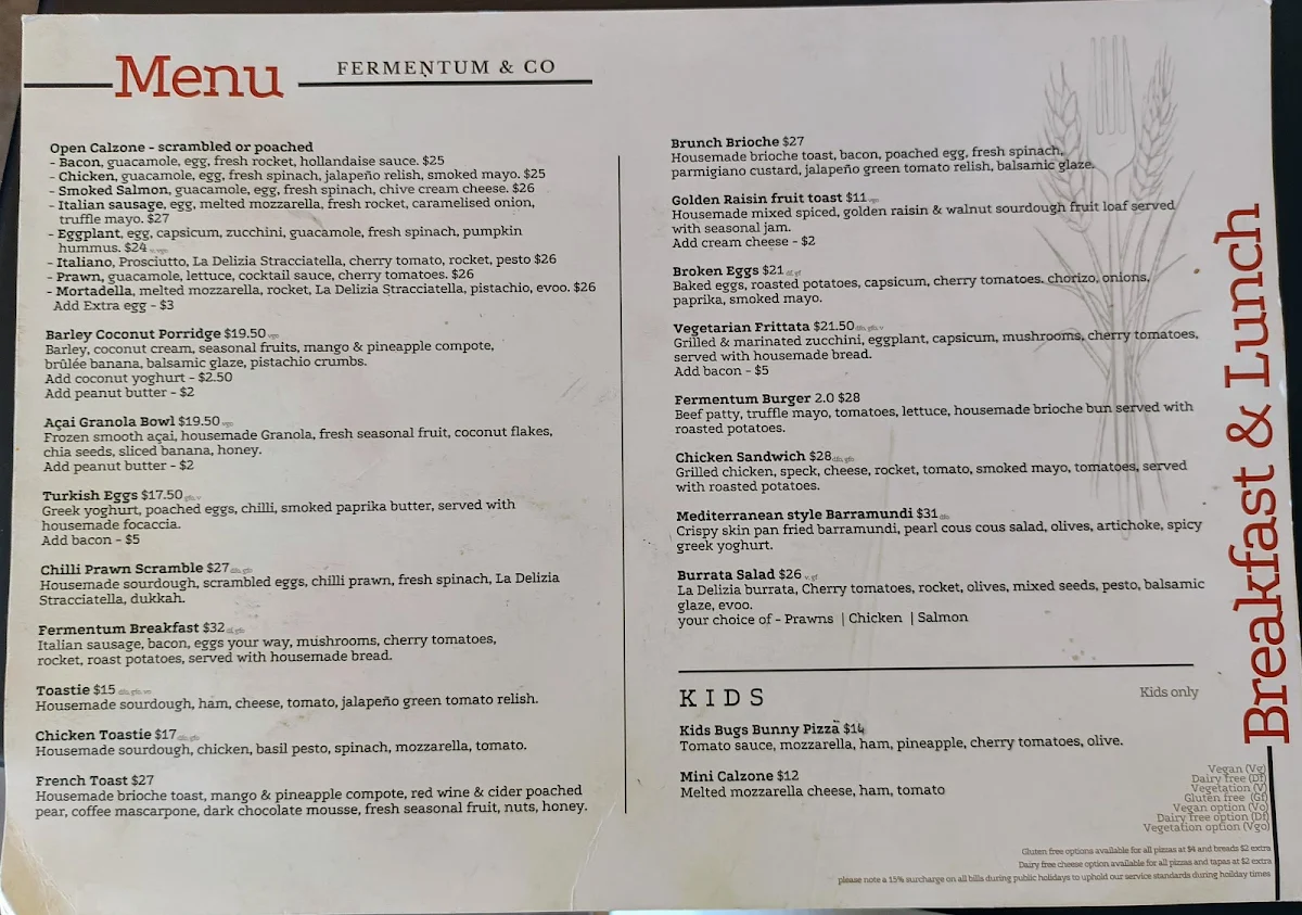 Menu, Fermentum & Co