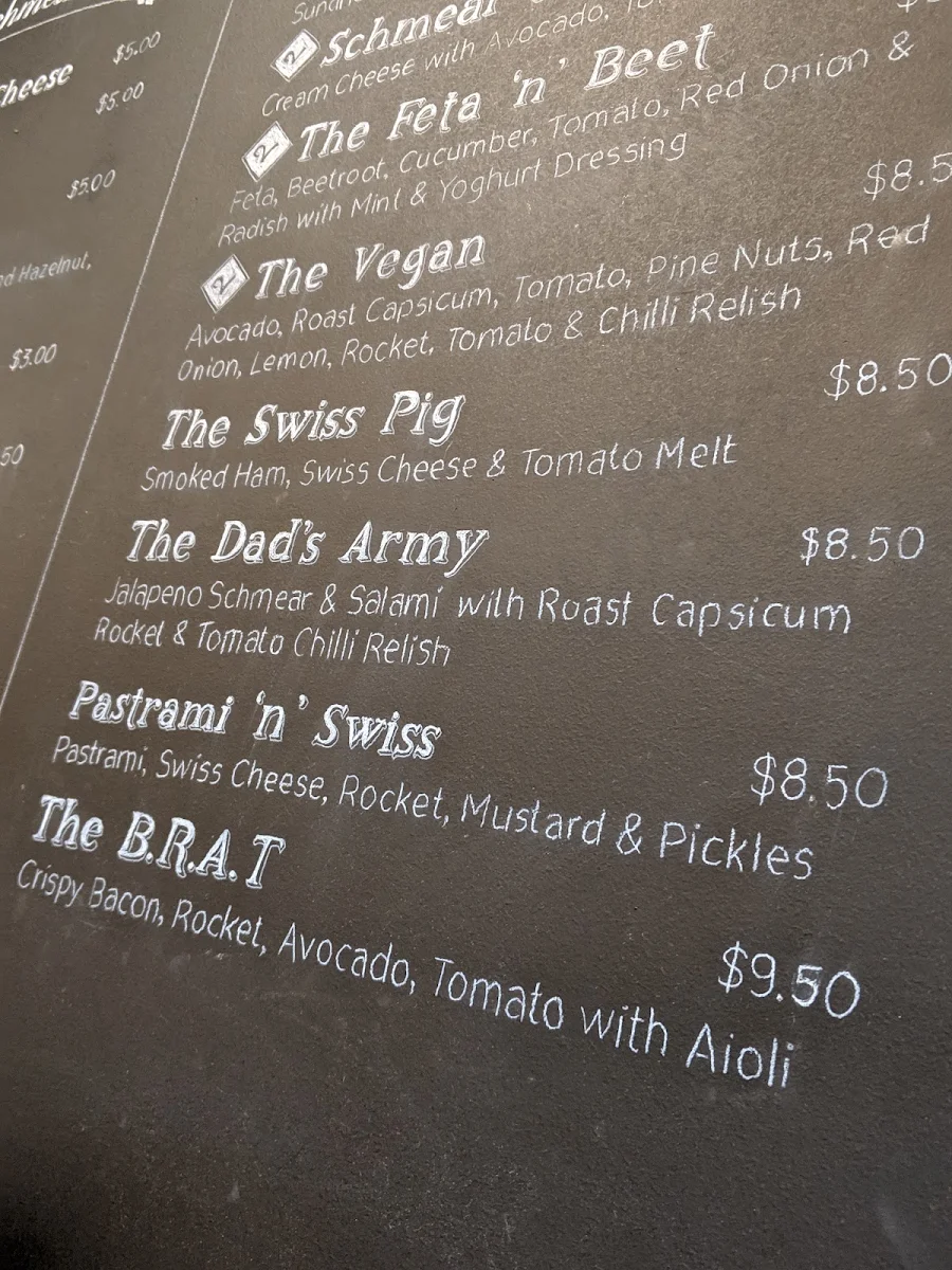 Menu, The Bagel Boys