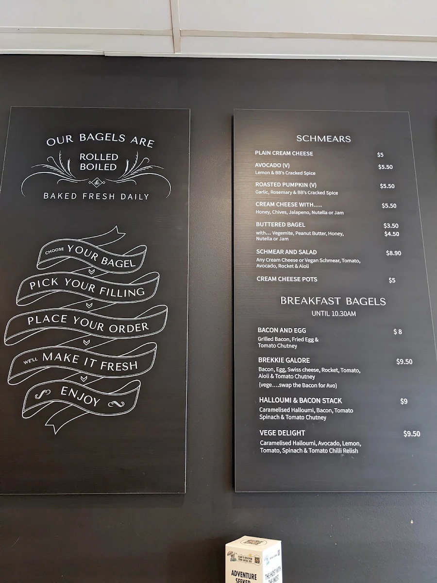 Menu, The Bagel Boys