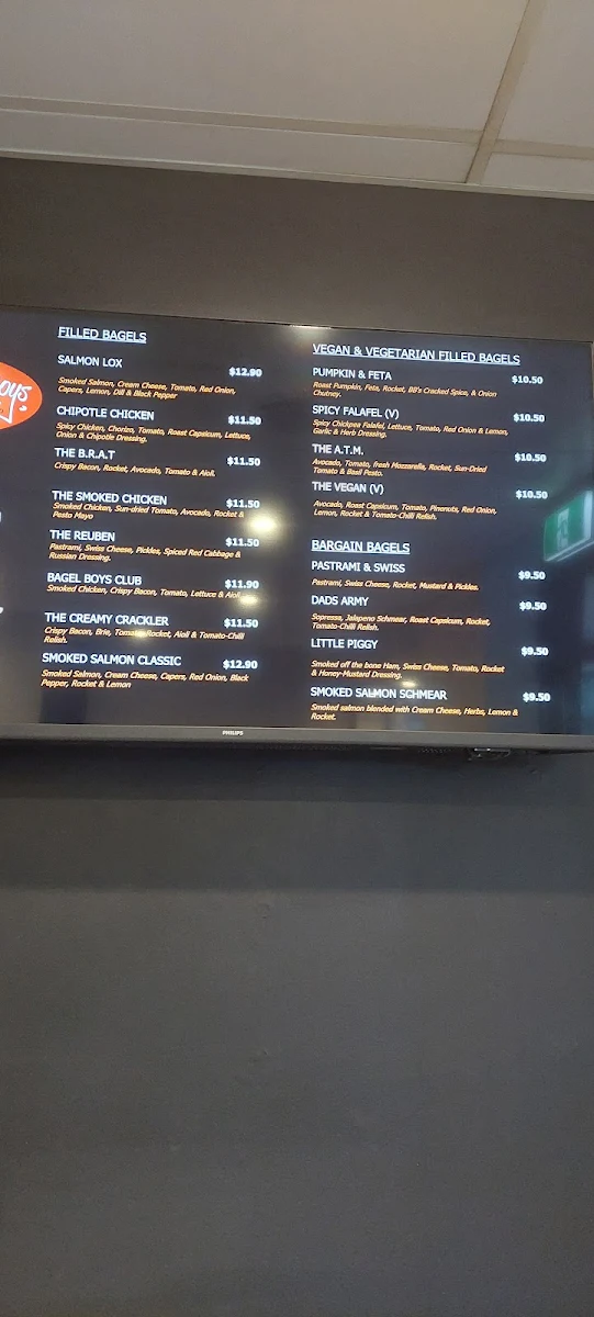 Menu, The Bagel Boys