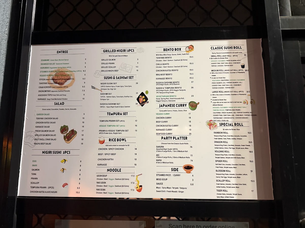 Menu, SUSHI HWA Brisbane City