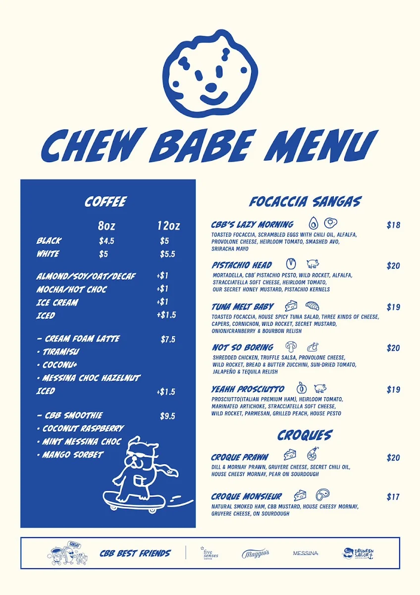 Menu, Chew Babe Pet Grooming Cafe