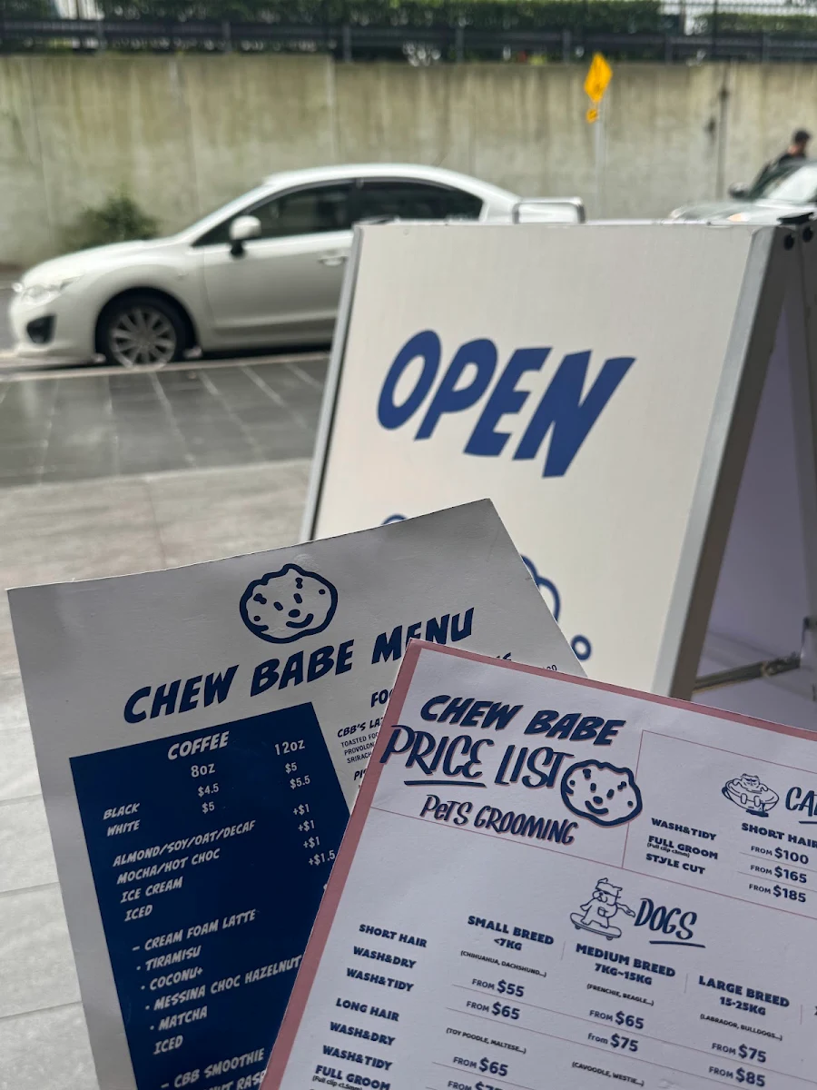Menu, Chew Babe Pet Grooming Cafe