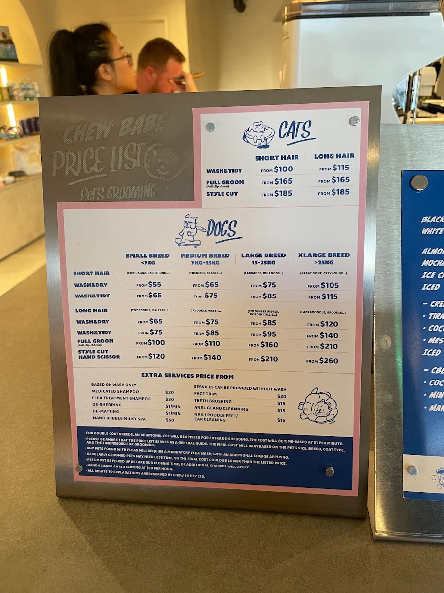 Menu, Chew Babe Pet Grooming Cafe