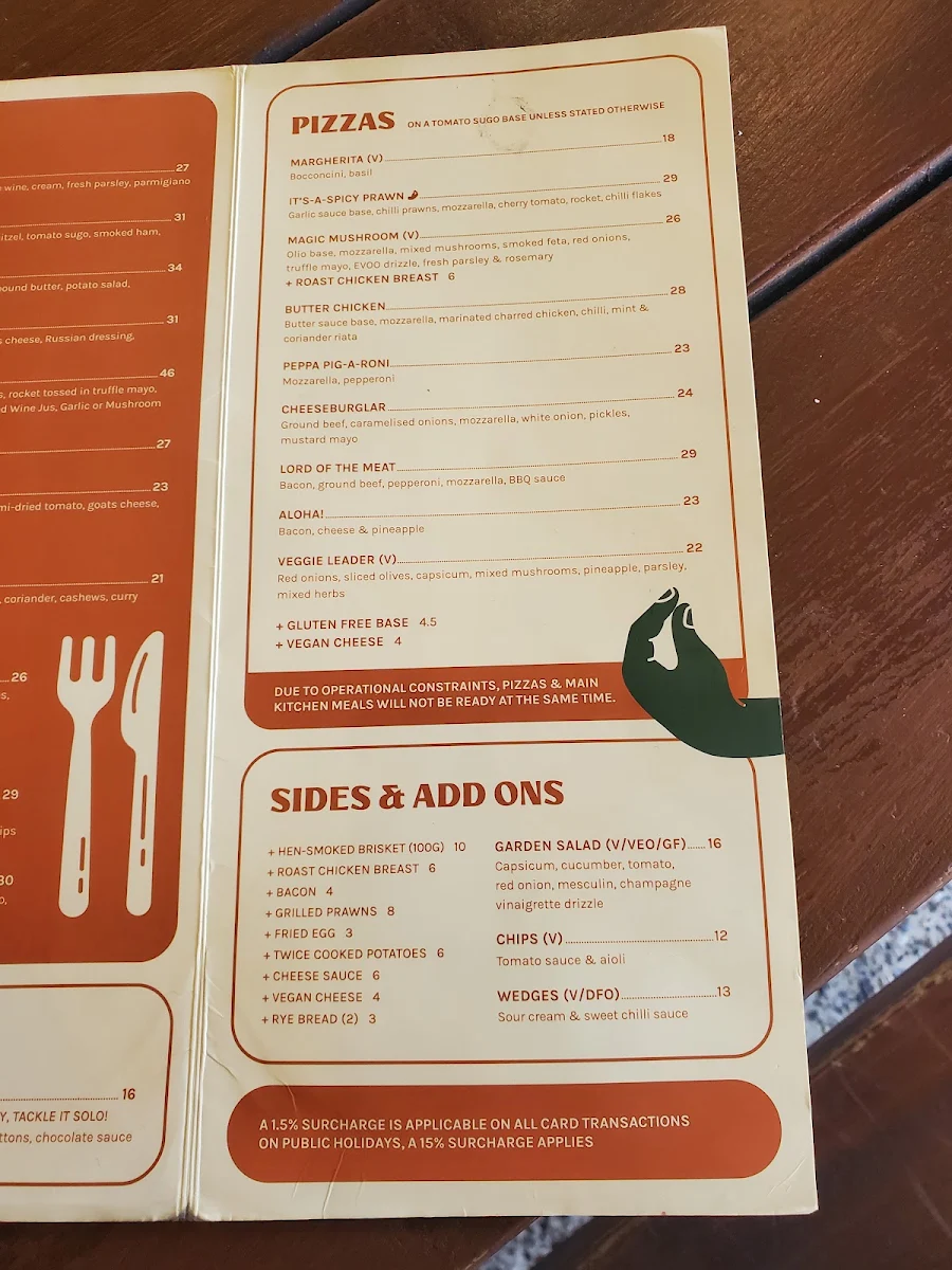 Menu, The Henley Brook