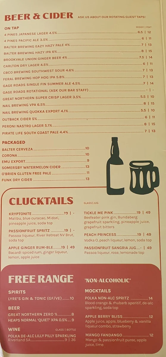 Menu, The Henley Brook