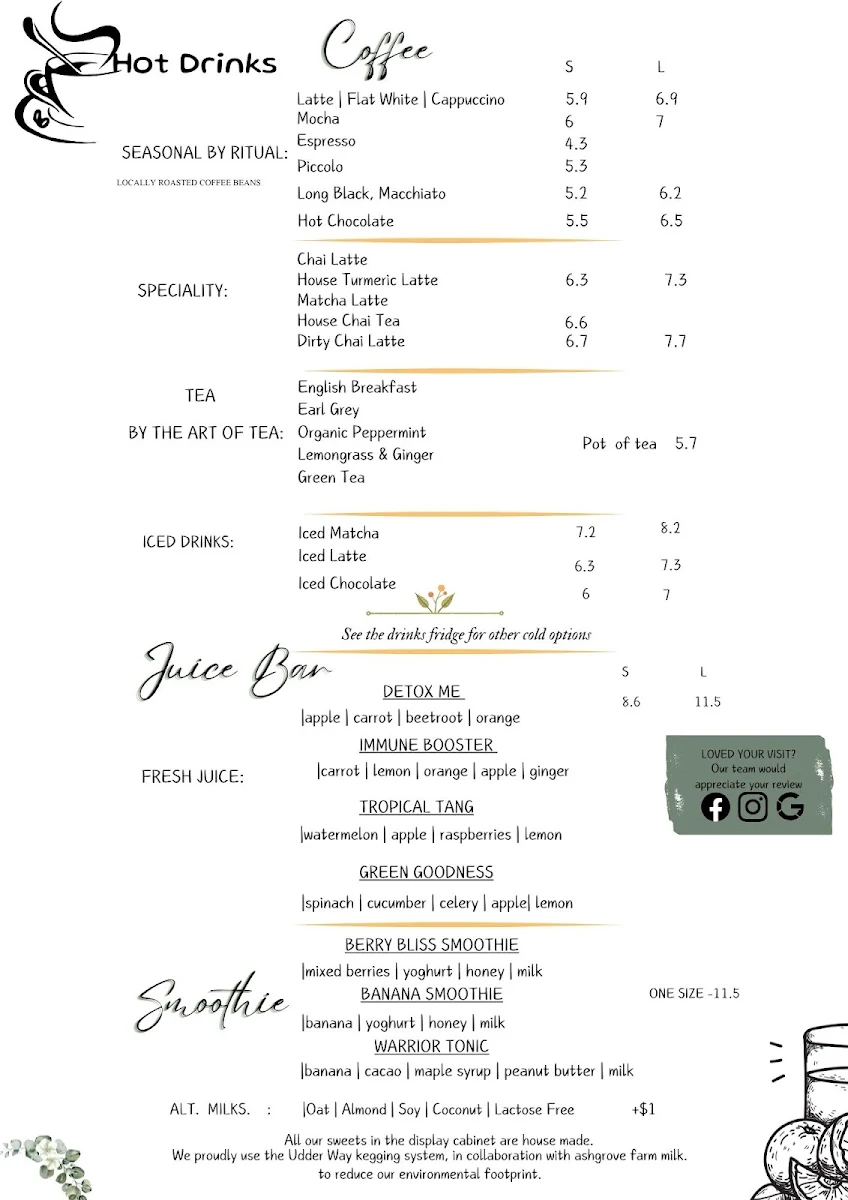 Menu, Earthy Eats