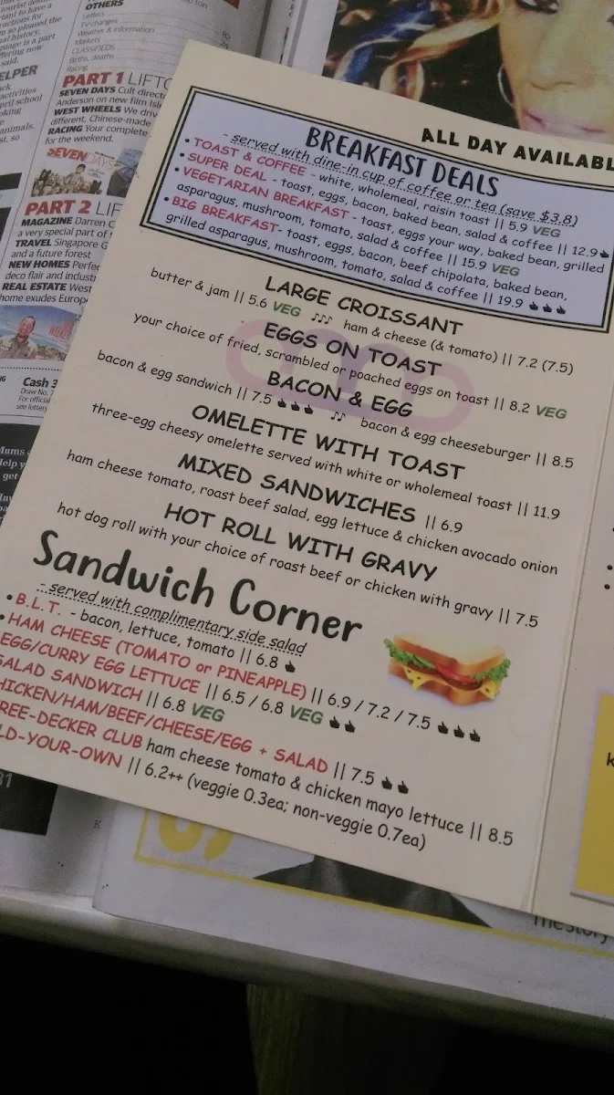 Menu, Bon Bons Cafe