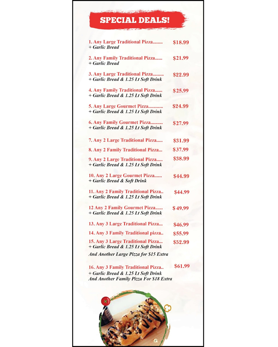 Menu, Fresh Dough Pizza and Kebab Werribee