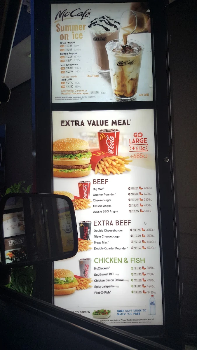 Menu, McDonald's Nambour