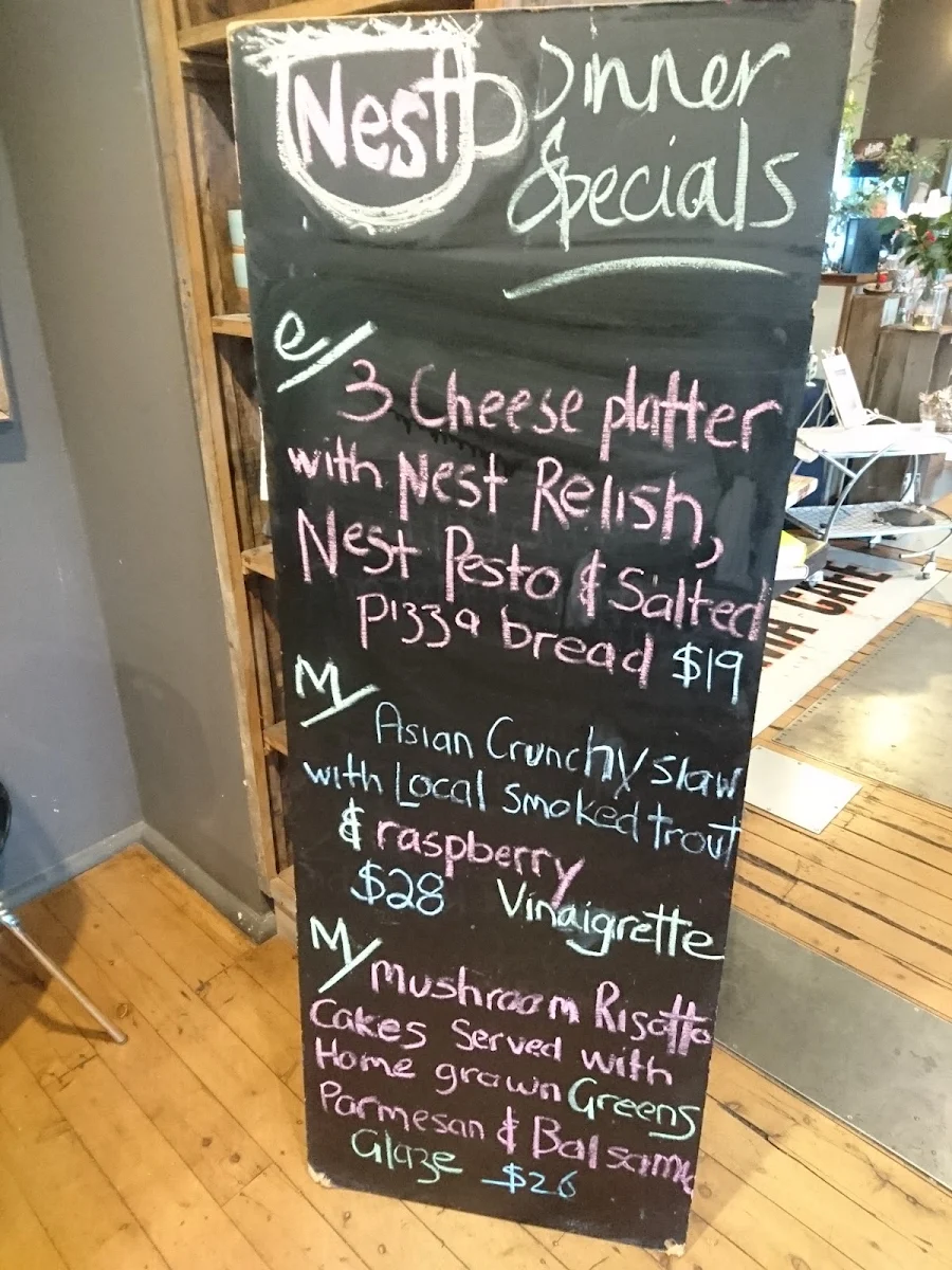 Menu, Nest Cinema Cafe Books
