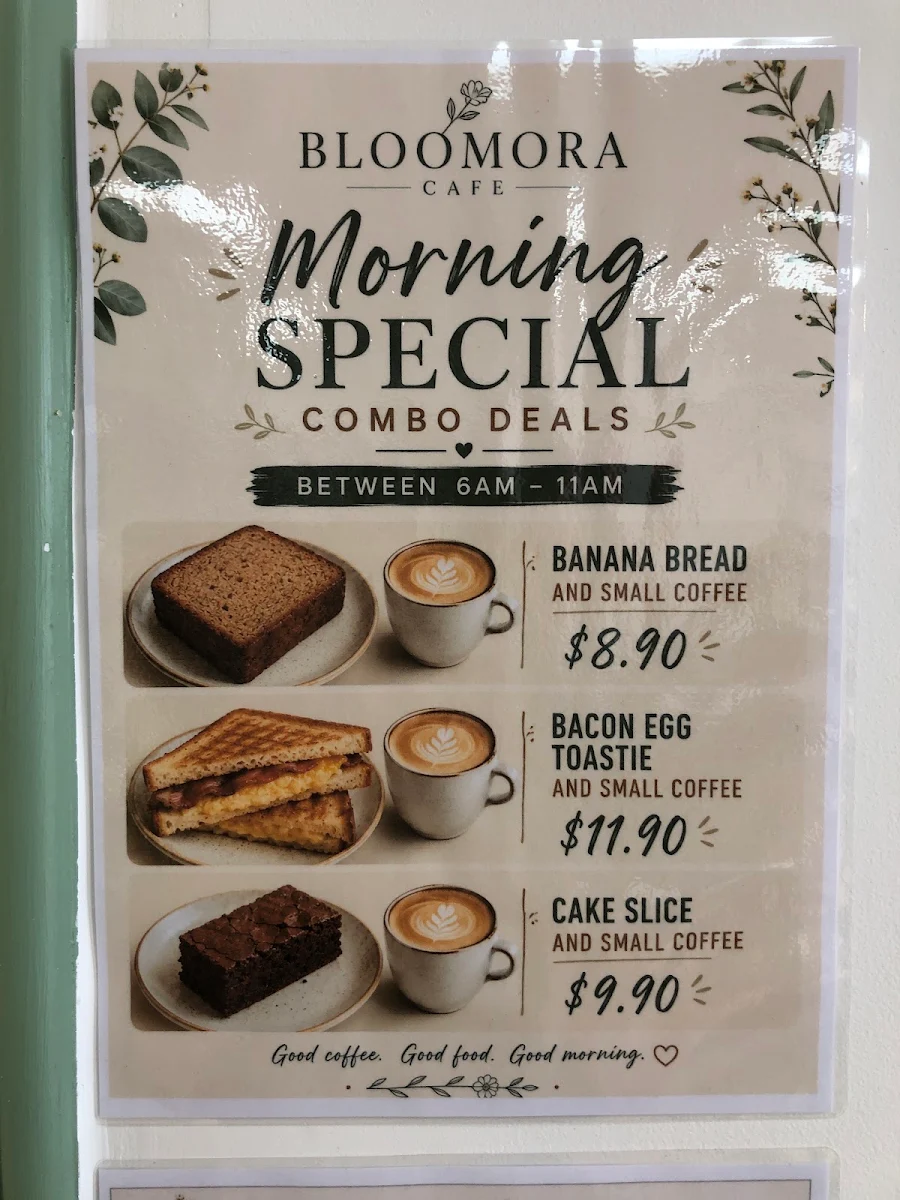 Menu, Bloomora Cafe