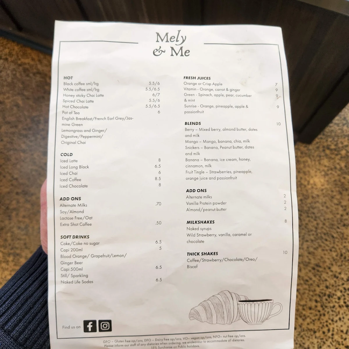 Menu, Mely & Me.