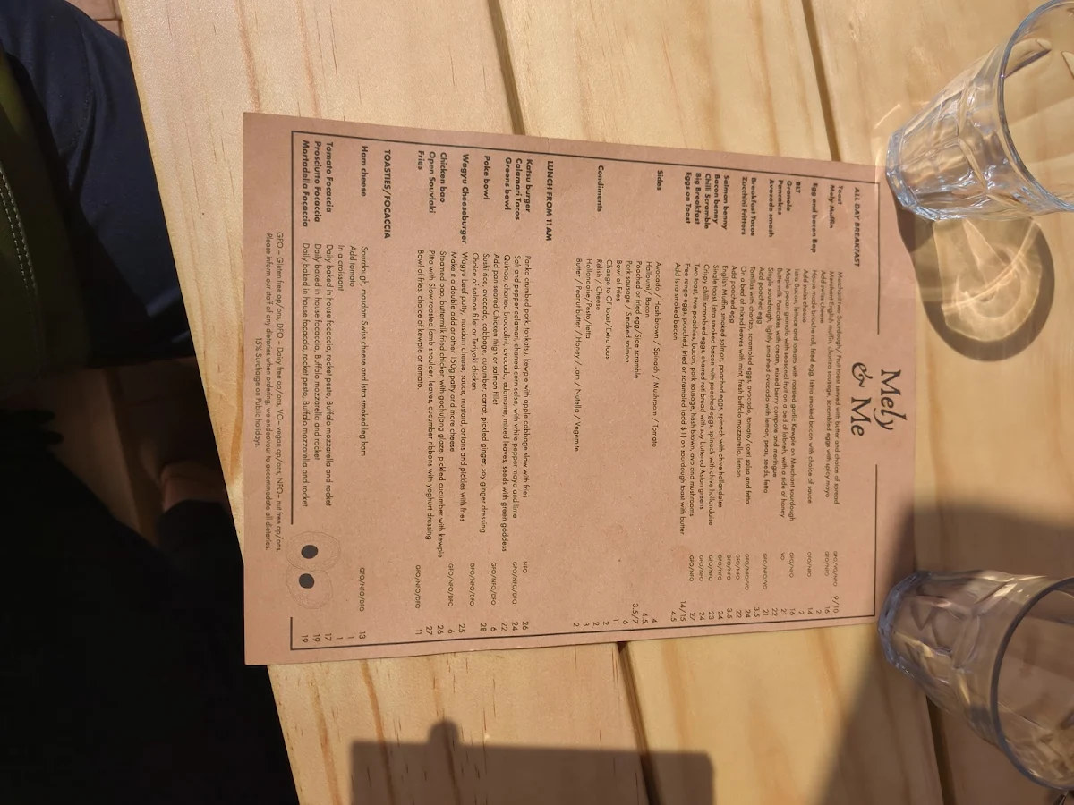 Menu, Mely & Me.
