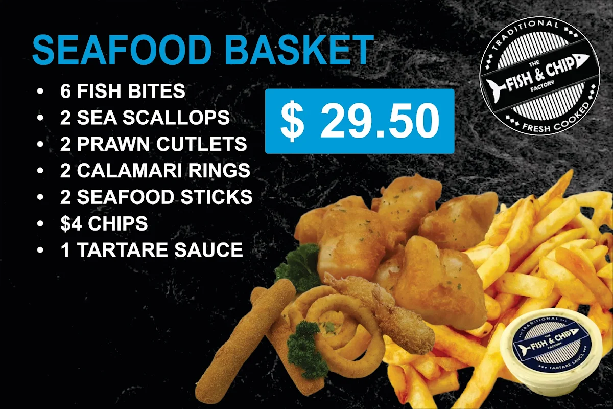 Menu, The Fish and Chip Factory