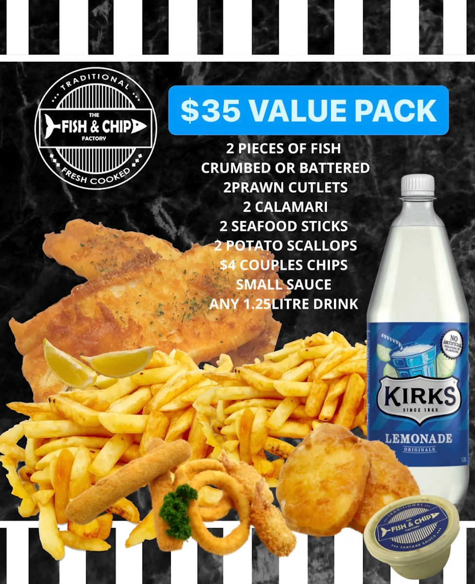 Menu, The Fish and Chip Factory