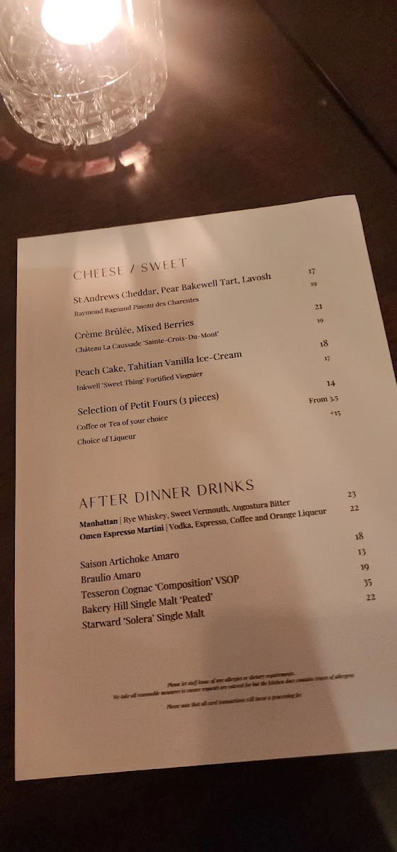 Menu, Mera Albert Park