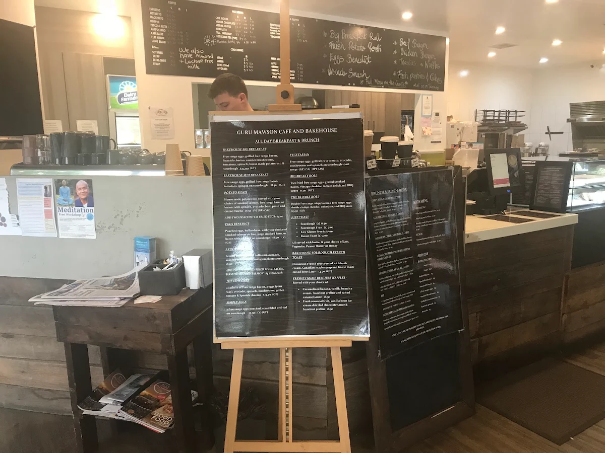 Menu, Guru Mawson Cafe and Bakehouse