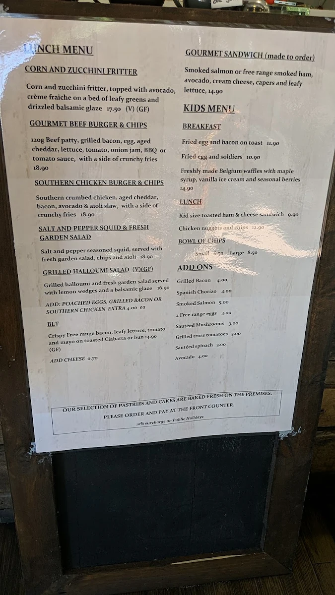 Menu, Guru Mawson Cafe and Bakehouse