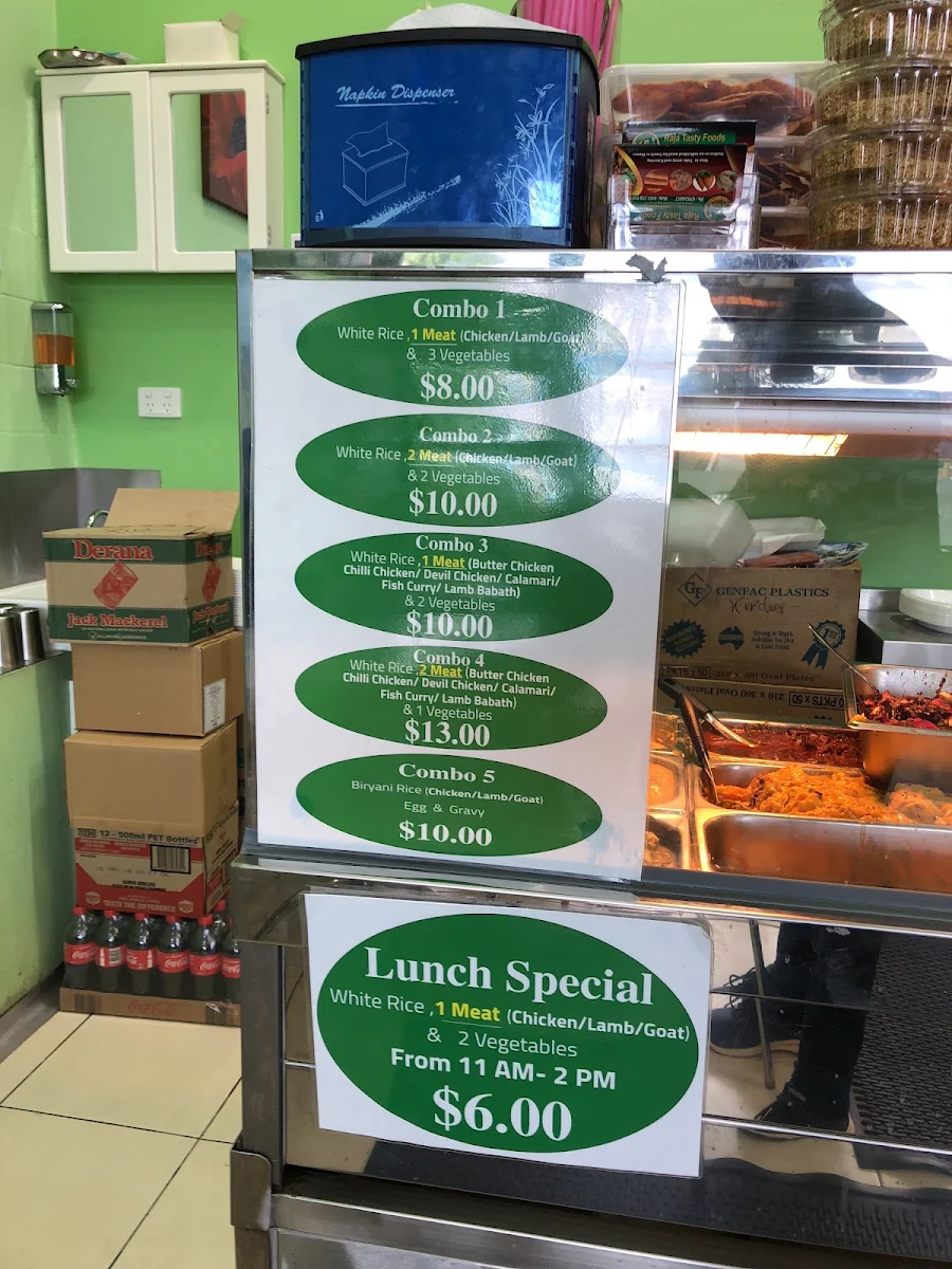 Menu, Raja Tasty Foods