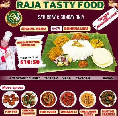 Menu, Raja Tasty Foods