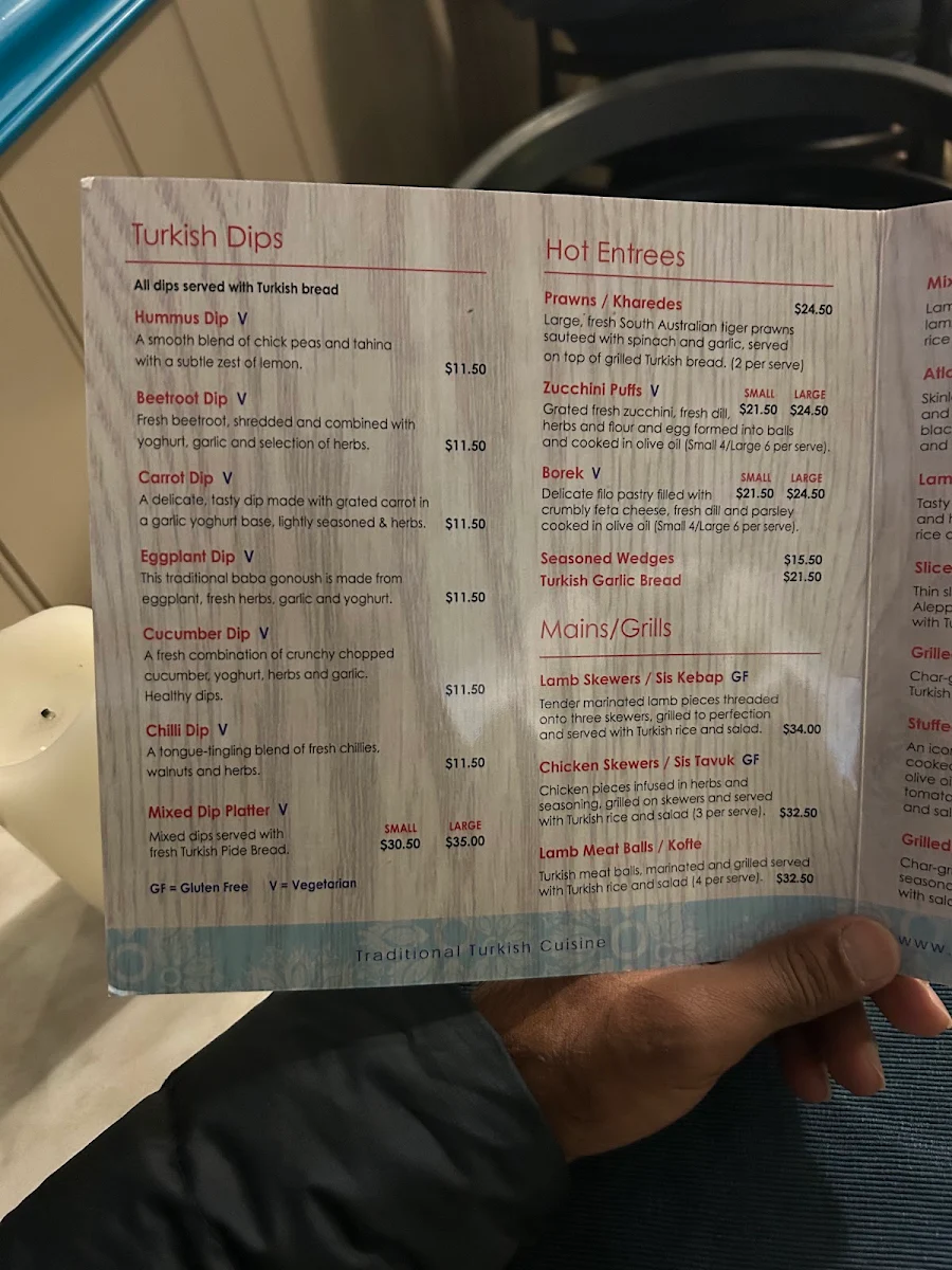 Menu, The Ottoman Grill