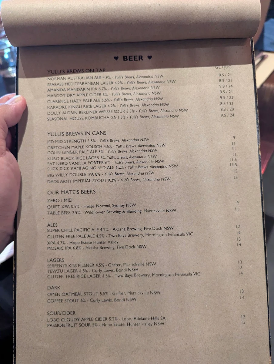 Menu, Yulli's