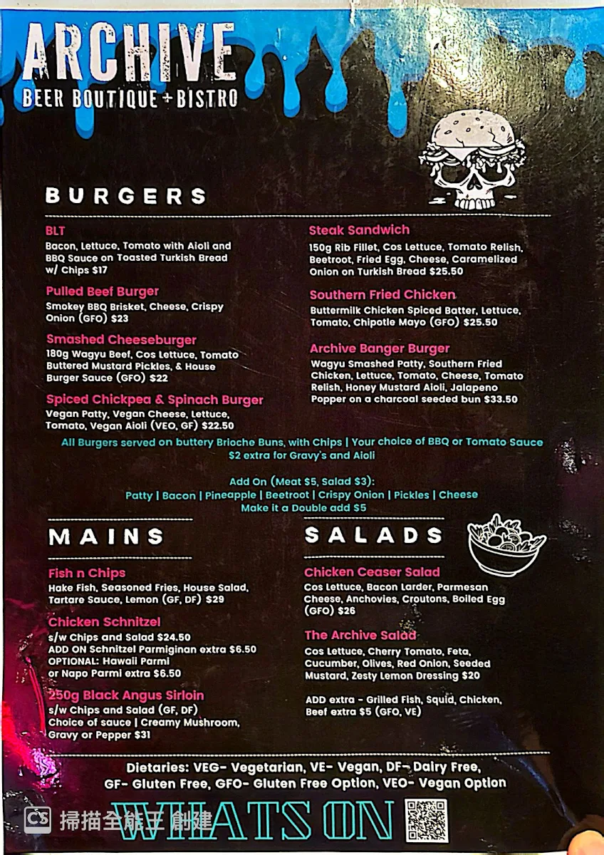 Menu, Archive