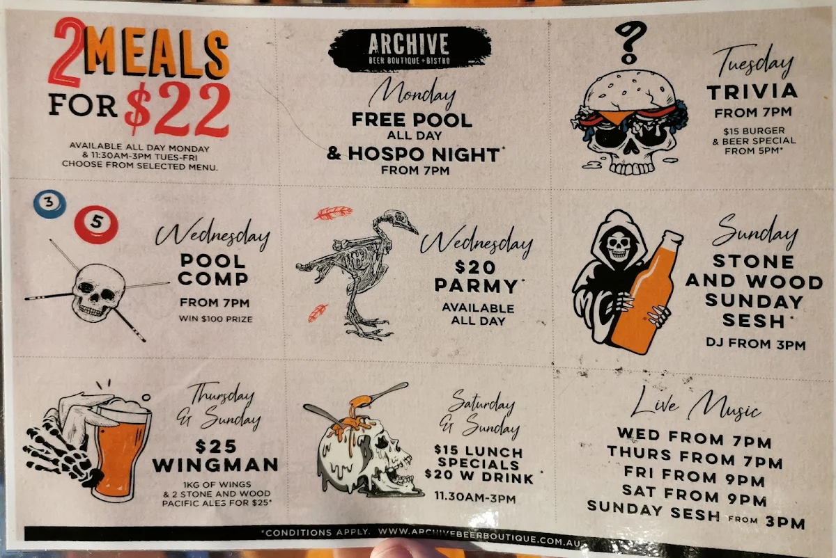 Menu, Archive