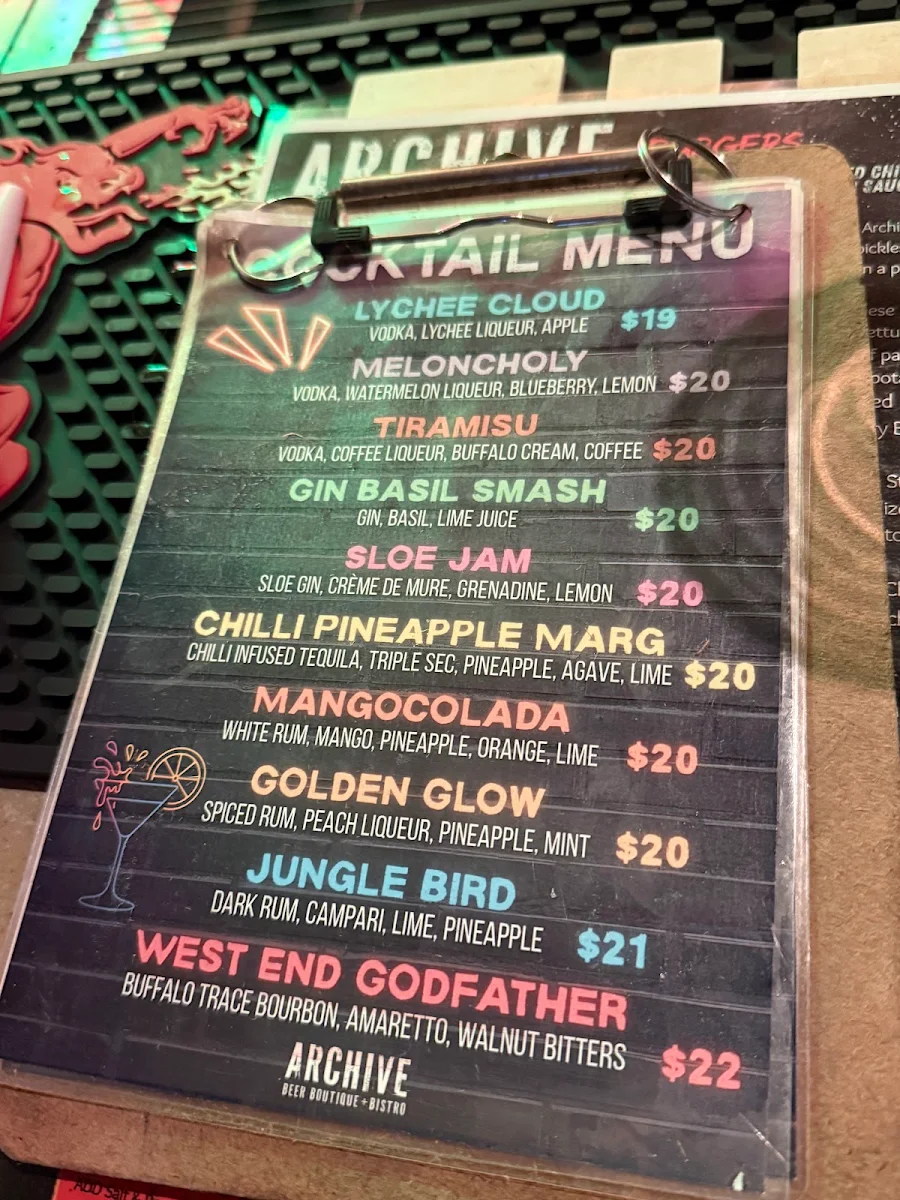 Menu, Archive
