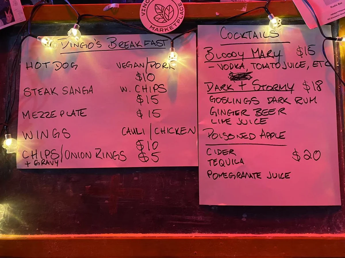 Menu, Radio Bar & Cafe