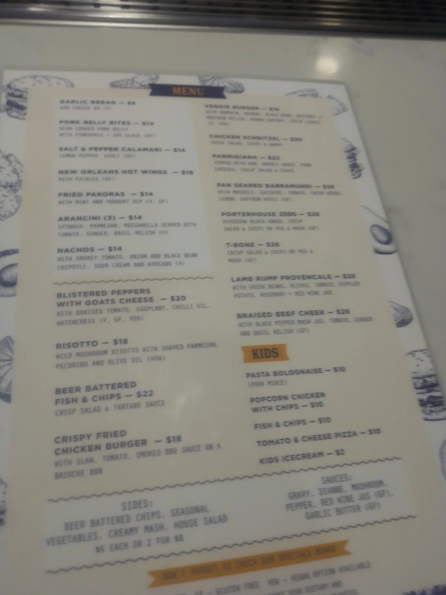 Menu, Romano's Hotel