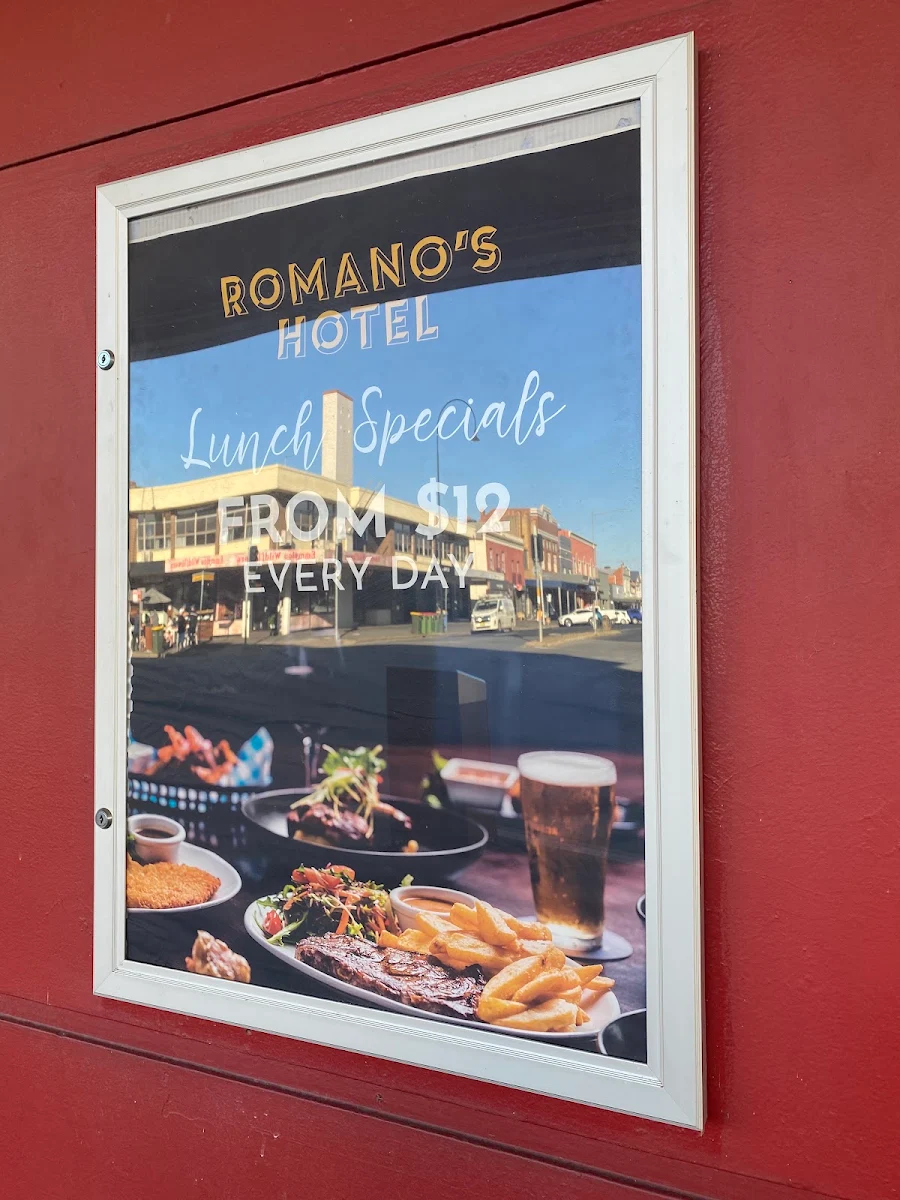 Menu, Romano's Hotel