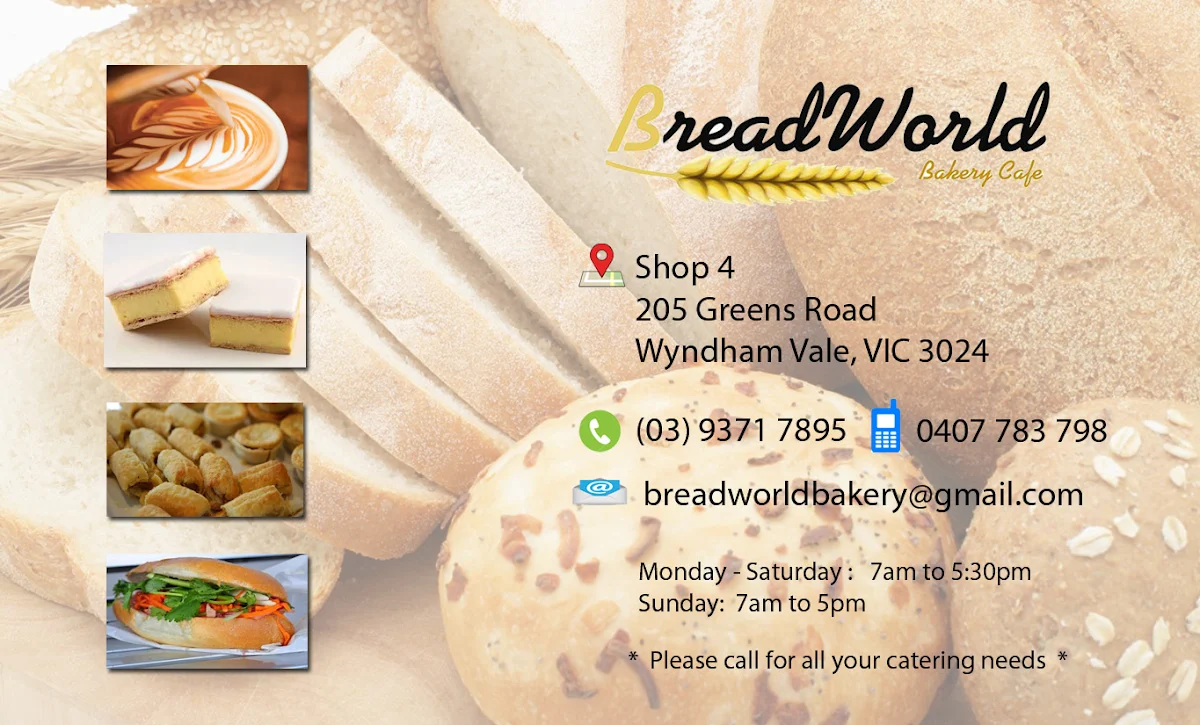 Menu, Bread World Bakery Cafe