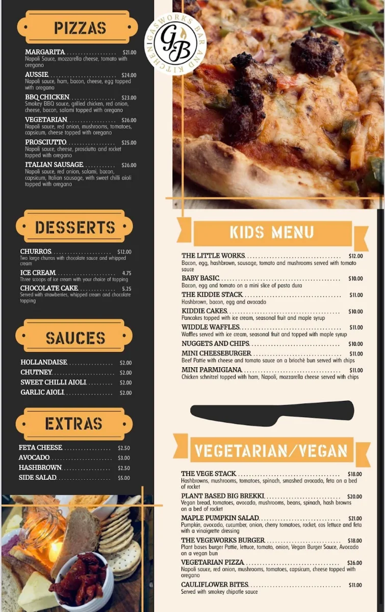 Menu, Gasworks Bar & Entertainment