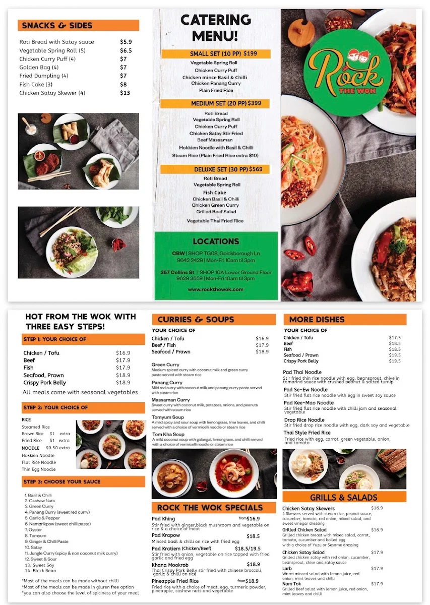 Menu, Rock the Wok
